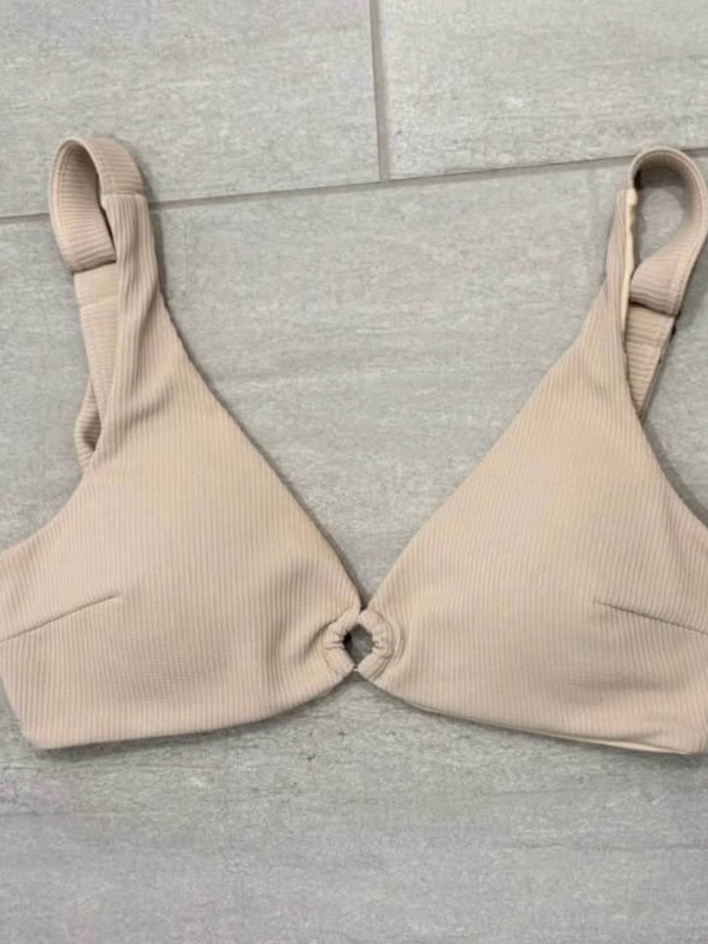 Nude Mennillo Ribbed Wireless Triangle Bikini Top - Medium